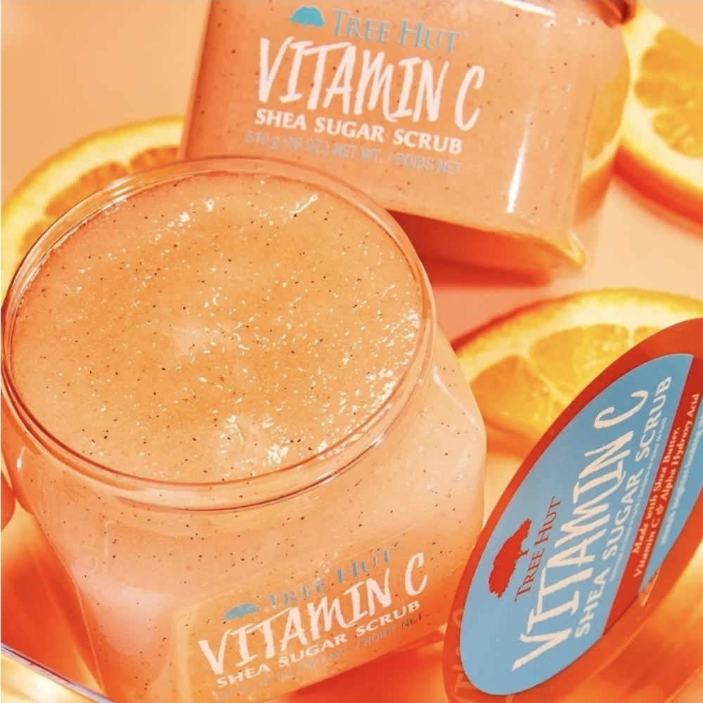 TREE HUT Vitamin C Shea Sugar Body Scrub AHA New